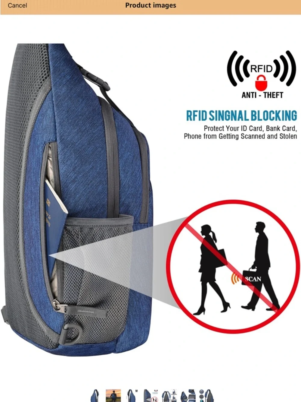 G4 Free Waterproof Blue Sling Unisex Crossbody Bag
